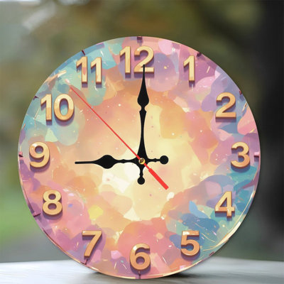 Horloge aquarelle, chiffres dorés