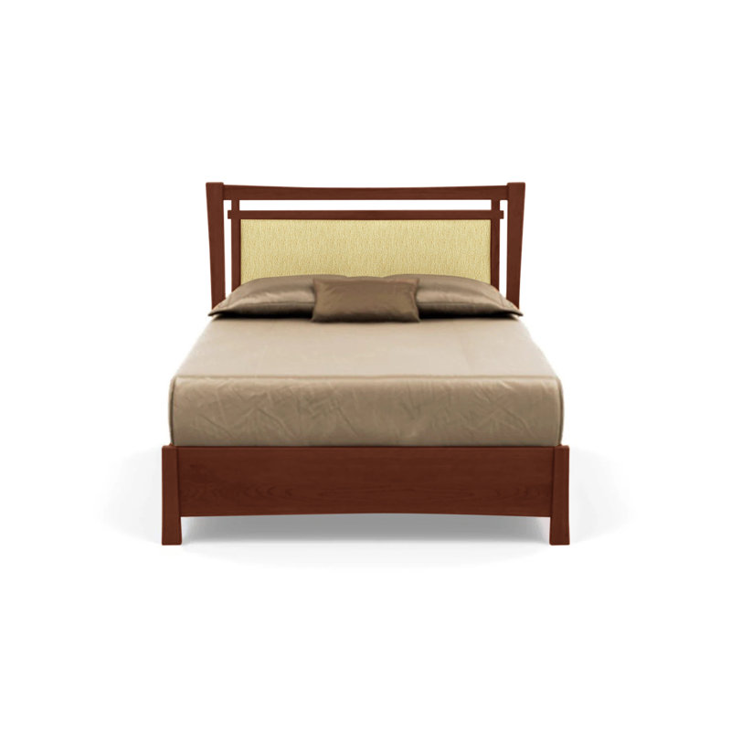 Monterey Upholstered Bed, California King, Ebony Leather, Cognac Cherry