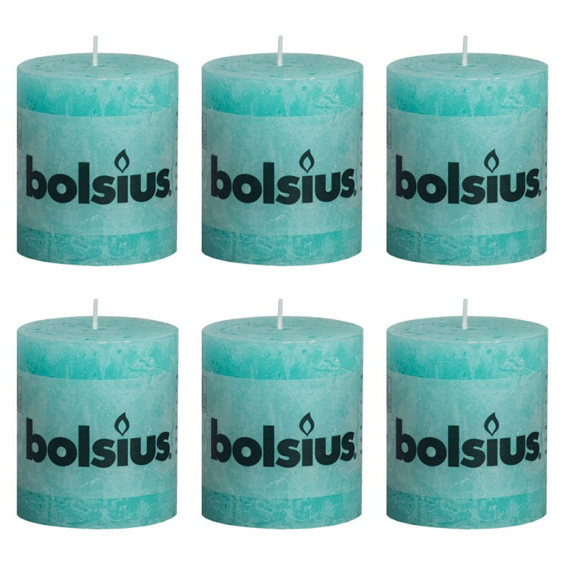Bolsius Rustic Pillar Candles Ocean Blue, 8cm H x 6.8cm diameter