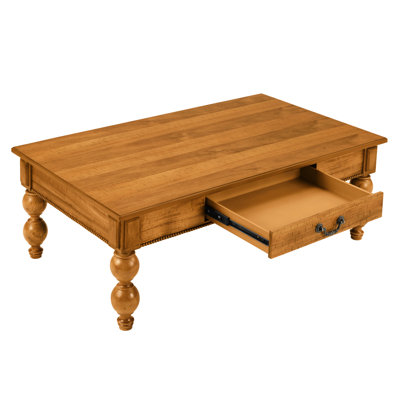 Rectangular Wooden Coffee Table With Gourd - Shaped Legs And Storage, Vintage Look, Easy To Assemble Storage Drawer, Design, Aesthetic, Legs,