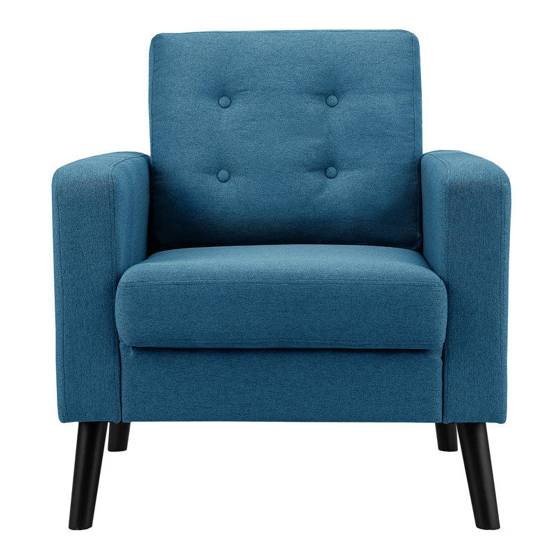 Fauteuil capitonné de 74,93 cm de large Grund, Mélange de lin bleu