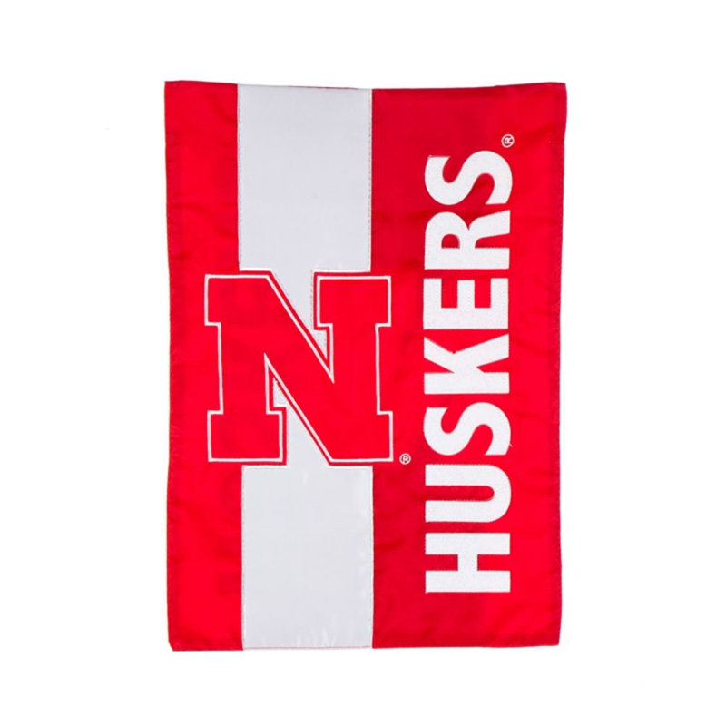 Drapeau de maison en polyester à 2 côtés NCAA 44 x 28 po, Université du Nebraska, H 18 po x l 12,5 po