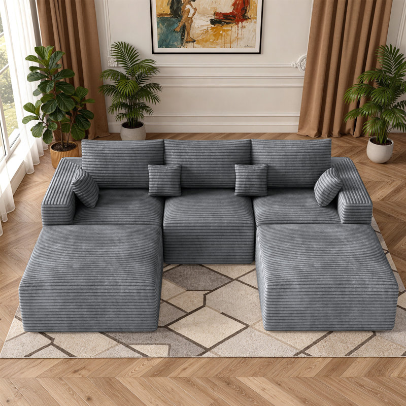 3 Seater Fabric Corner Sofa, Grey