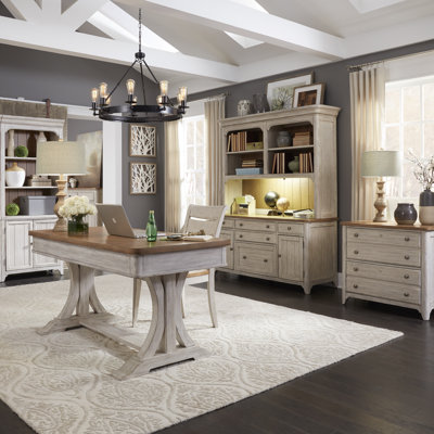 Brigitte Solid Wood Configurable Writing Desk Office Set