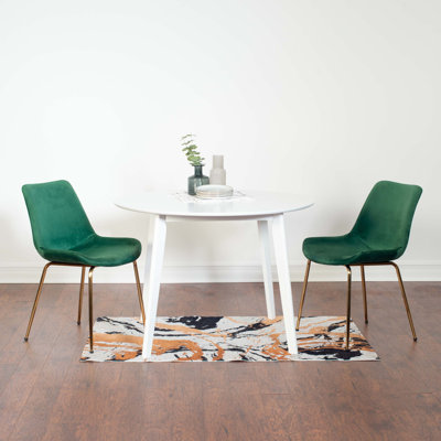 Ensemble de salle à manger contemporain 3 pièces, table de salle à manger ronde blanche avec 2 chaises