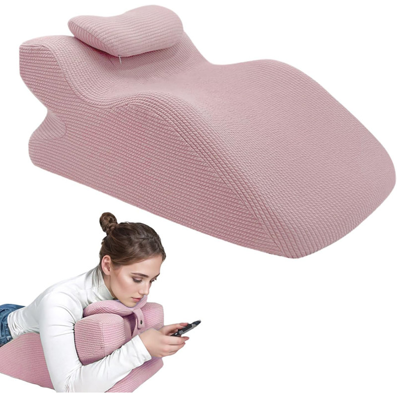 Coussin ergonomique en mousse à mémoire de forme avec appui-tête, Rose
