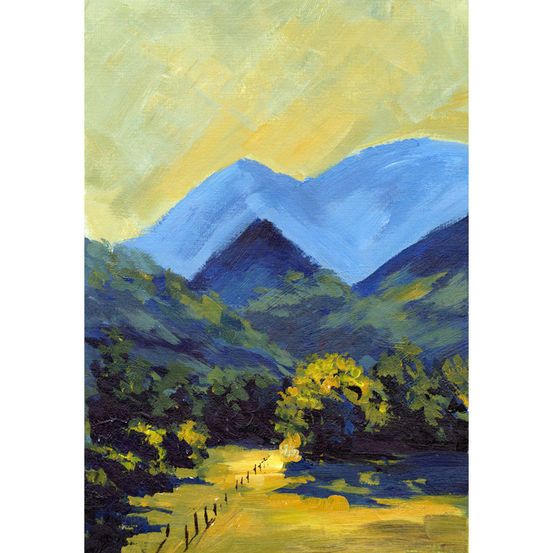 Mountain Scene - Painting Print, Black Floater Framed, 46cm H x 30cm W