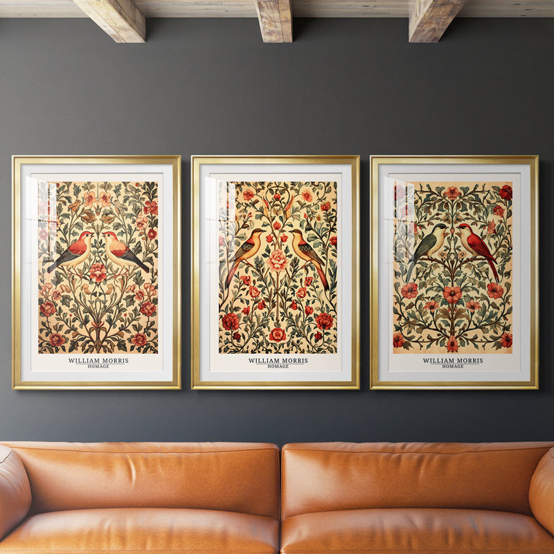 Ensemble de 3 tiroirs personnalisés de la collection de luxe de la série Cmrx de William Morris, H 19 po x l 27 po, Doré