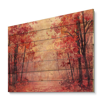 Automne, sérénade de la forêt - Paysage, art mural en bois sur bois de pin naturel