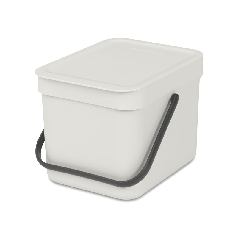 Sort & Go Plastic Recycling Bin, 1.6 Gallon (6L), Light Gray