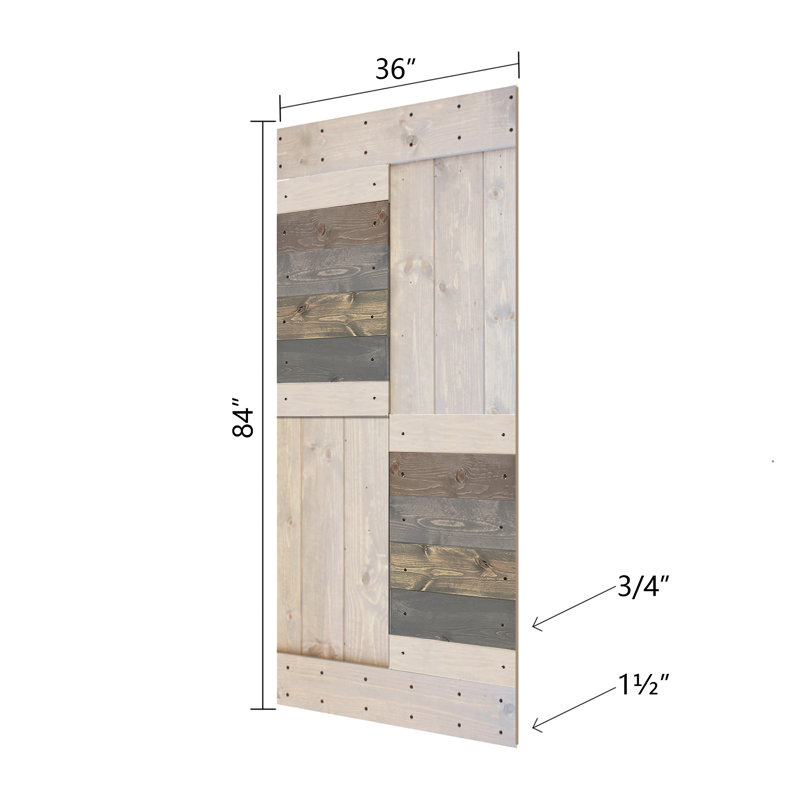 Porte de grange coulissante de style S brevetée sans quincaillerie d'installation (dalle de porte seulement) - Assemblage requis