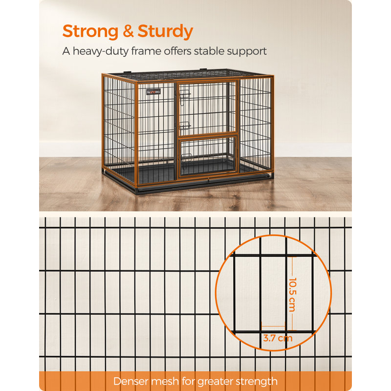 Metal Pet Crate with 1 Door, 75cm H x 70cm W x 107cm D