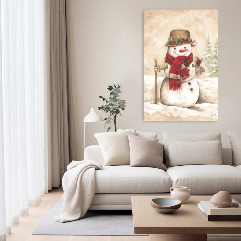 Art rétro de paysage d'hiver rétro bonhomme de neige II, H 60 po x l 40 po
