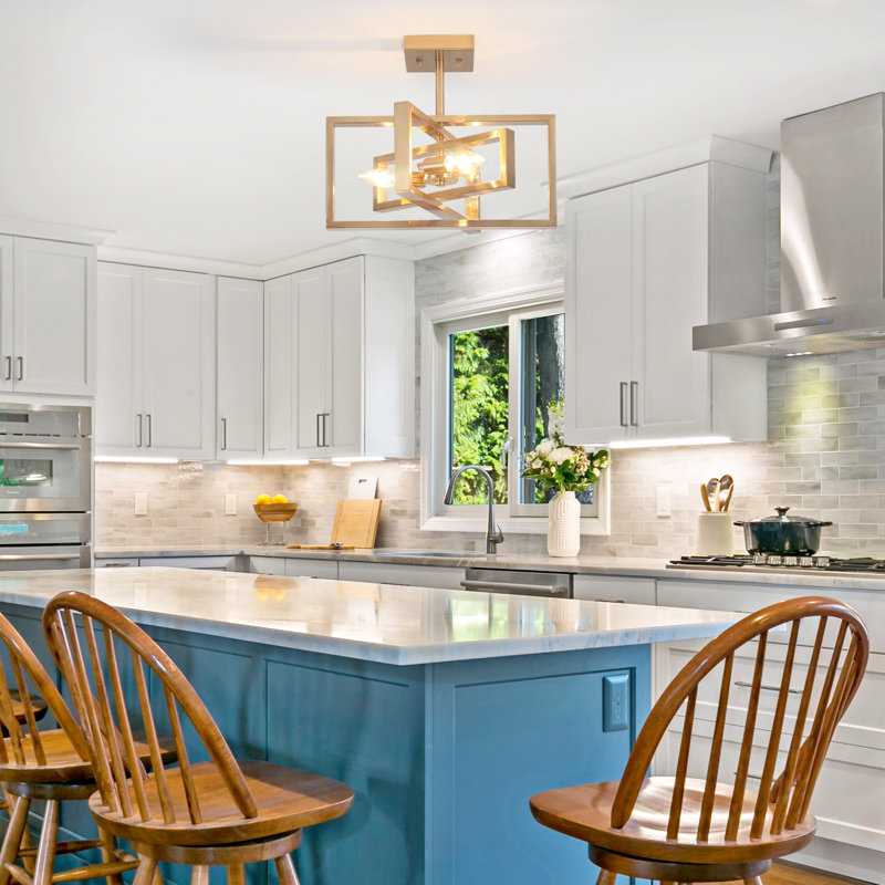 Ekber Semi Flush Mount, Satin Brass