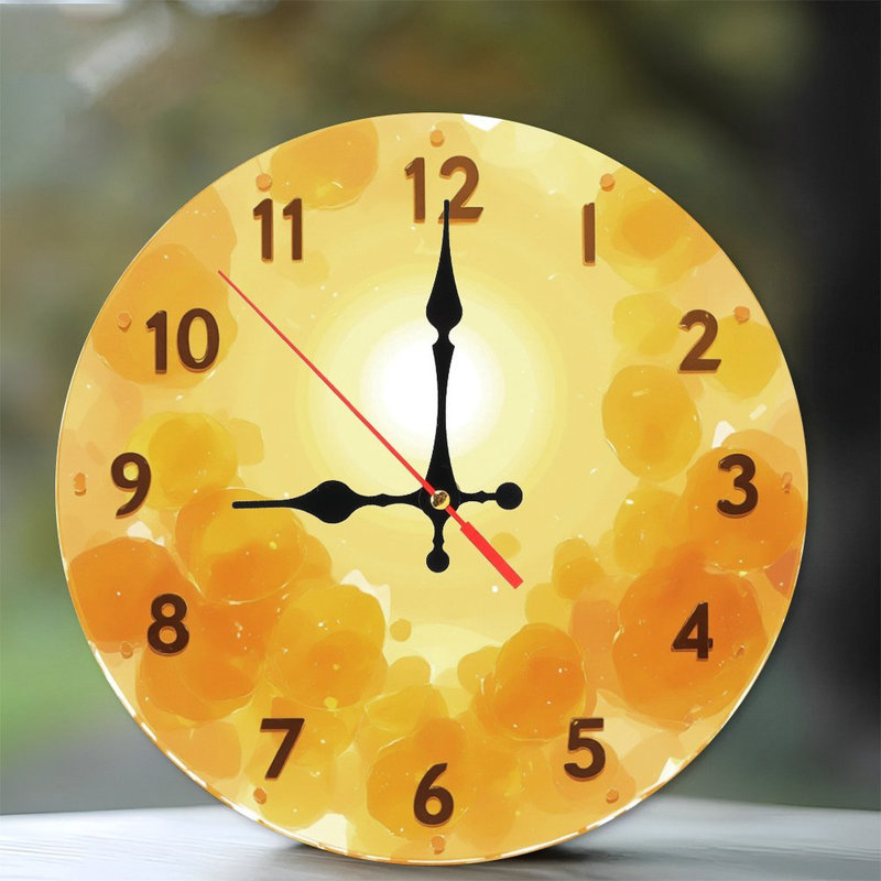 Orange Yellow Clock Face Sun Bubbles
