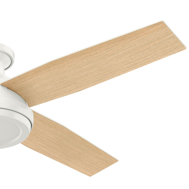 Dempsey 52" Fresh White Low Profile Ceiling Fan with Remote & Lighting