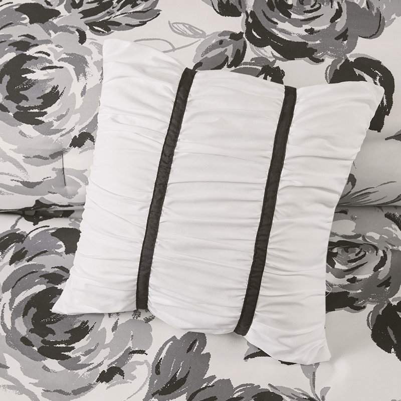 Lit simple / simple TG - édredon floral, traitement anti-odeur, édredon simple et coussin floral, doux, odeur