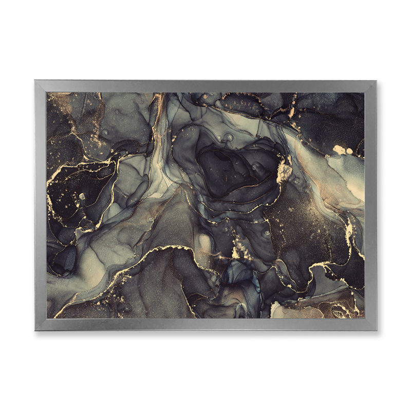 «Black Gold Infusion», reproduction d'art sur toile, H 34 po x l 44 po, Cadre photo argenté