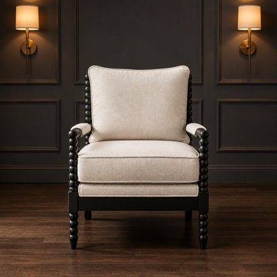 Chaise d'appoint rembourrée en tissu avec structure en bois massif robuste et coussin éponge à haute densité, chaise d'appoint de loisirs confortable, idéale pour le salon, la chambre à coucher, le bureau personnel, les coins lecture, les chambres d'amis, l'utilisation quotidienne durable