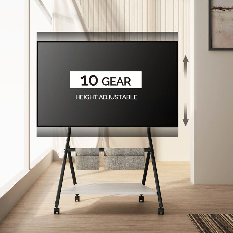 Symple Stuff Mobile TV Stand For 55-78 Inch TV Roling Floor TV Cart, Black