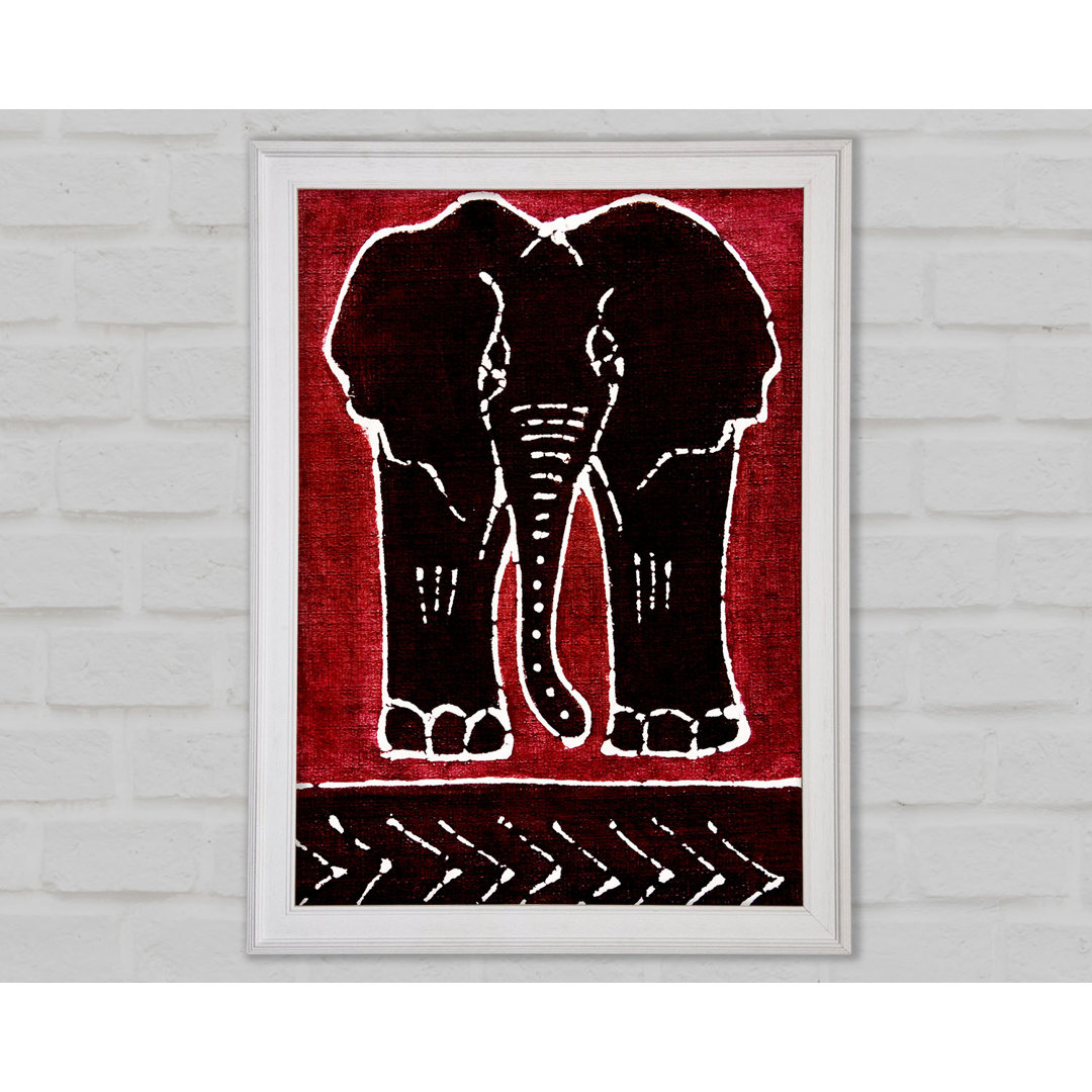 Aborigine Roter Elefant Gerahmter Druck