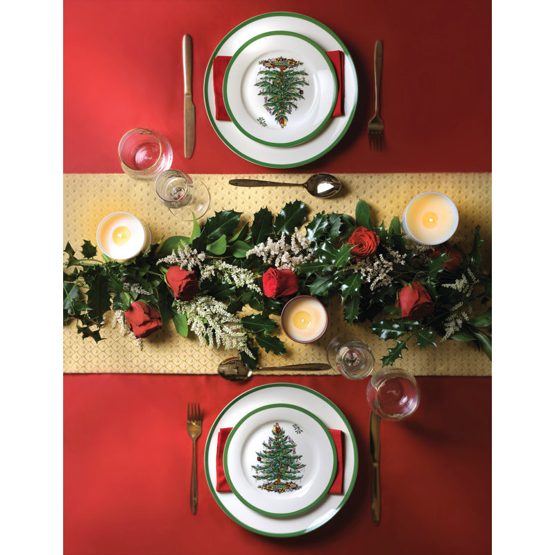 Spode Christmas Tree Cranberry Server With Slotted Spoon