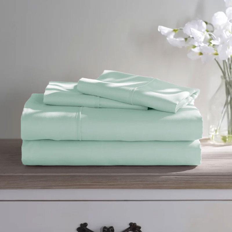 Ensemble de draps en microfibre douce 1800 Series Wayfair Basics®, Ensemble de draps pour lit simple avec 1 taie d'or, Menthe
