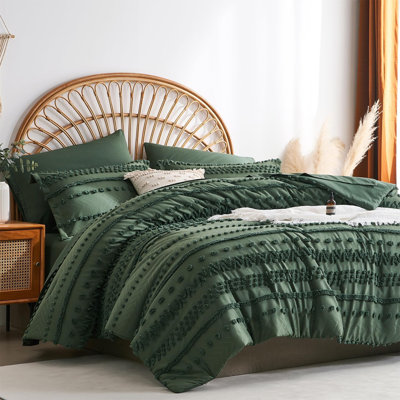 7 Pieces Comforter Set, Tufted Boho Bed In A Bag Comforter And Sheet Set, All Season Soft Microfiber Complete Bedding Set