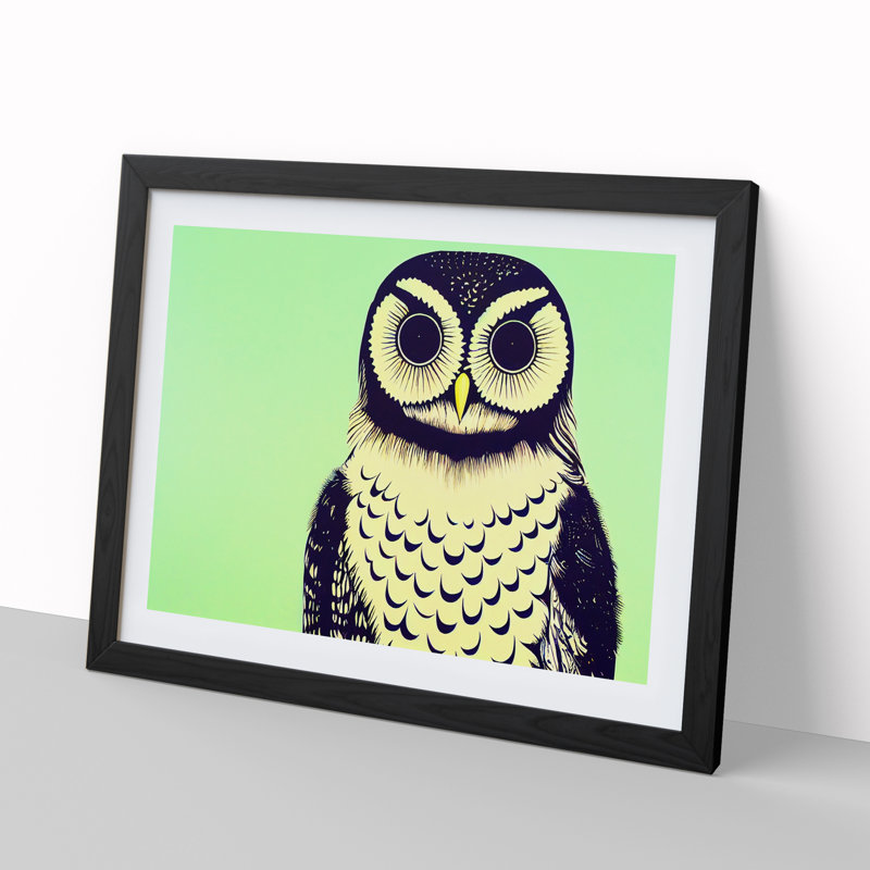 XH1022-8884X The Astonishing Owl - Single Picture Frame Print, Black Framed, 25cm H x 34cm W x 2cm D