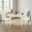 Ensemble de salle à manger rectangulaire 3 pièces en bois d'hévéa asiatique blanc et tissu lin, avec rallonge papillon et chaises à dossier à lattes rembourrées.