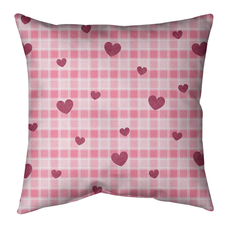 Coussin décoratif écossais, Paillettes roses, 14 po x 14 po