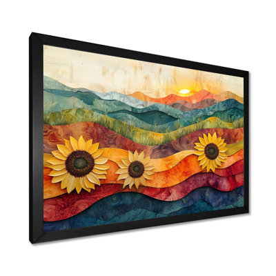 Diyan Color of Sunflowers Garden At Desert On Slide I - Sunflowers Wall Art