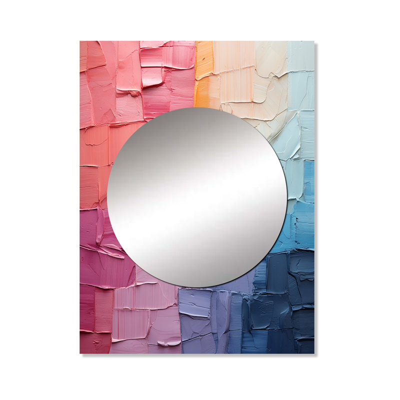 Jayma Abstract Patchwork III - miroir mural abstrait, miroir décoratif rose, impression d'art en métal, 40 po x 30 po