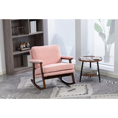 Chaise d'appoint Mid-Century moderne, chaise berçante avec structure en bois, chaises de salon rembourrées, fauteuil de lecture pour véranda de chambre à coucher