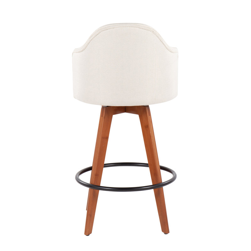 Tenessa Swivel Upholstered Counter Stool with Solid Wood Frame