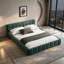 Cadre de lit rembourré Queen Size avec tissu chenille épais, soutien solide et tête de lit élégante, aucun sommier requis-2140624109