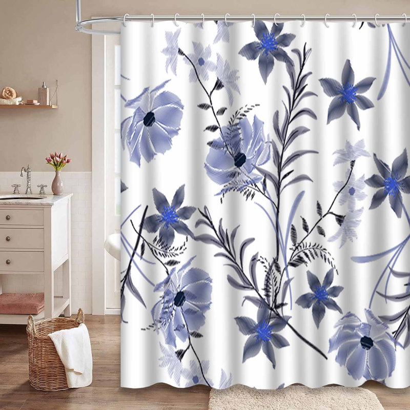 Rideau de douche avec 12 crochets, L 72 po x l 78 po
