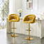 Tabouret de bar pivotant en velours de luxe avec dossier à bulles et structure en métal doré pour îlot de cuisine moderne-289839996