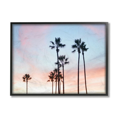 Coucher de soleil avec des silhouettes de palmiers - reproduction d'art