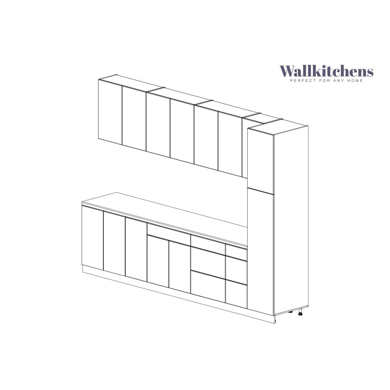 Metropolitan 132'' White Matte MDF Kitchen Cabinet Set