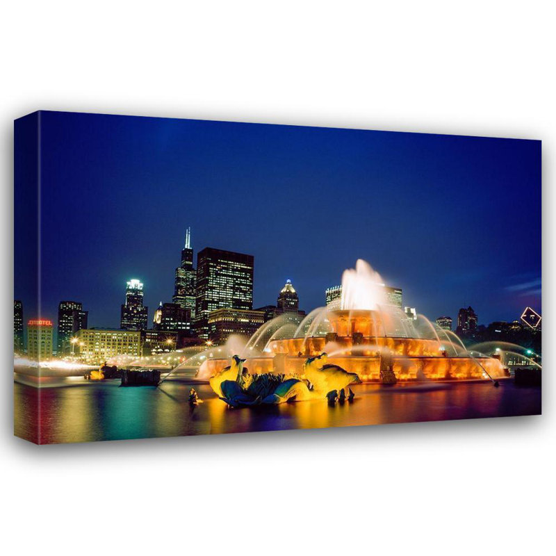 "Highsmith, Carol", art sur toile tendue: Vue de la fontaine de Buckingham à Chicago, Illinois, H 33 po x l 48 po