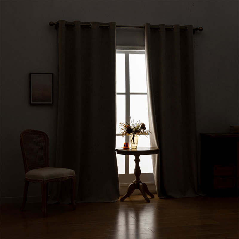 （4pcs）100% Polyester Burlap Blackout Curtains For Bedroom Metal Grommets Curtains 4 Panels Set, 52" W x 84" L, Oatmeal