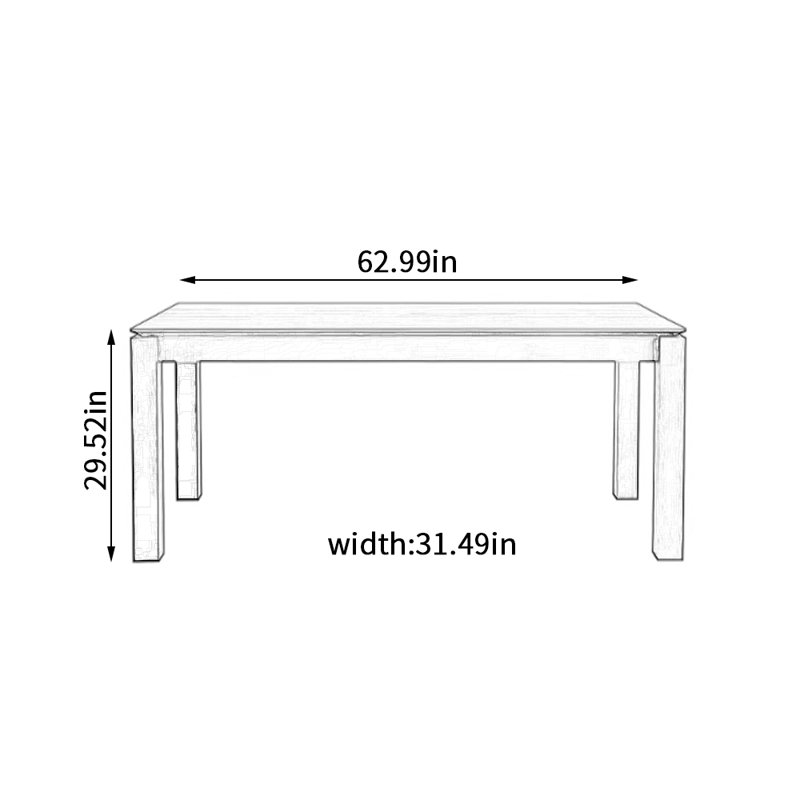 Table en bois de frêne moderne et minimaliste Modern, H 29,52 po x L 62,99 po x l 31,49 po
