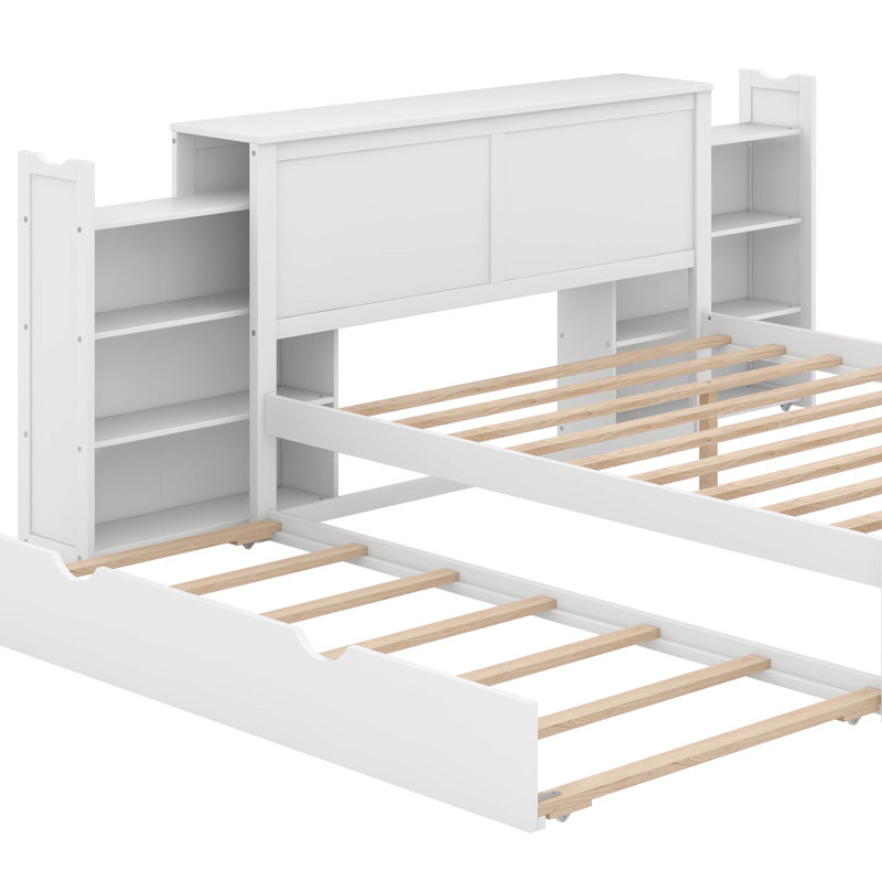 Lit plateforme avec rangement et tablettes gigognes, Grand lit