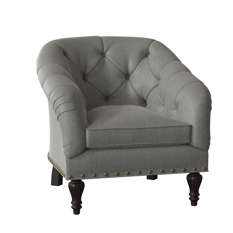 Siena Barrel Chair, Gray, Black Walnut, French Natural
