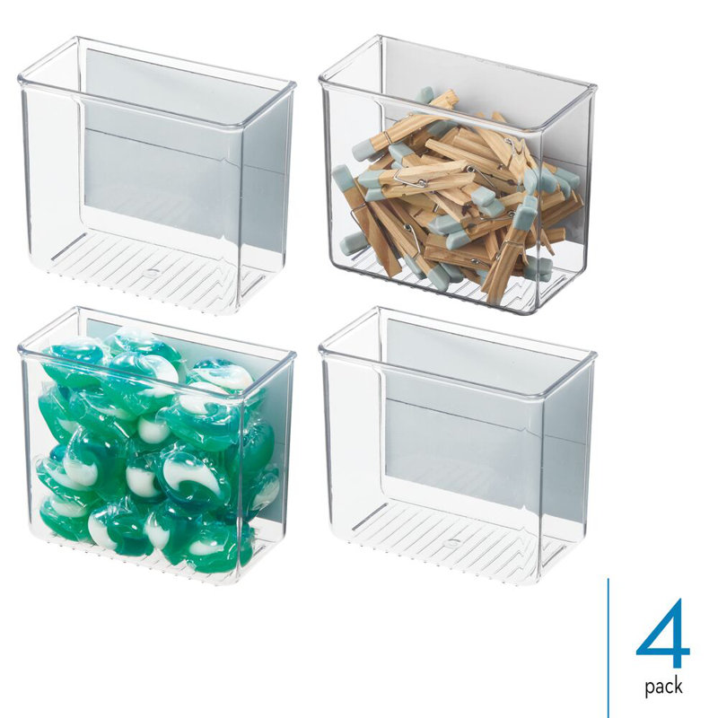 Ensemble de 4 bacs de rangement magnétiques pour rangement pour salle de lavage iDesign - Transparent
