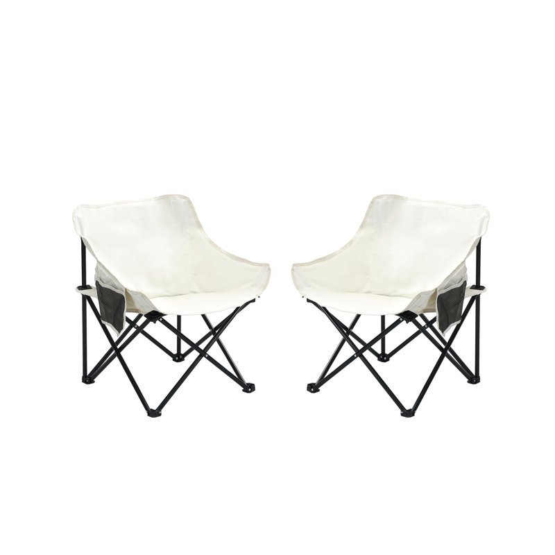2 chaises de camping d'extérieur pliables / portatives, sac de transport, beige, Beige