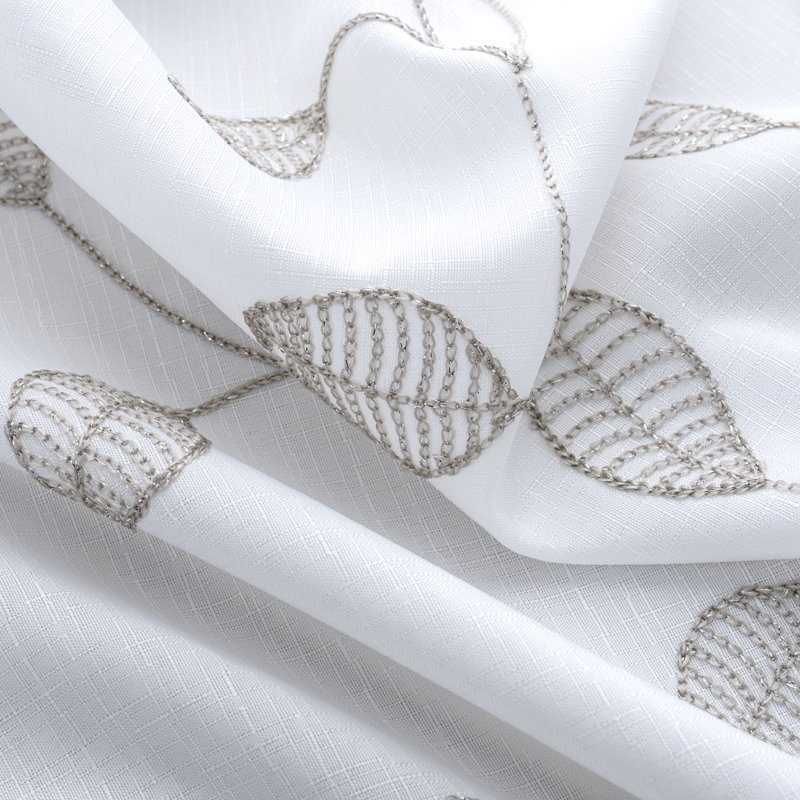 Leaf  Embroidered Shower Curtain, Taupe