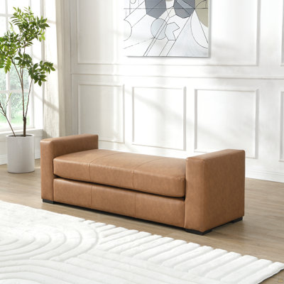 Stylish and Durable Brown Faux Leather Ottoman