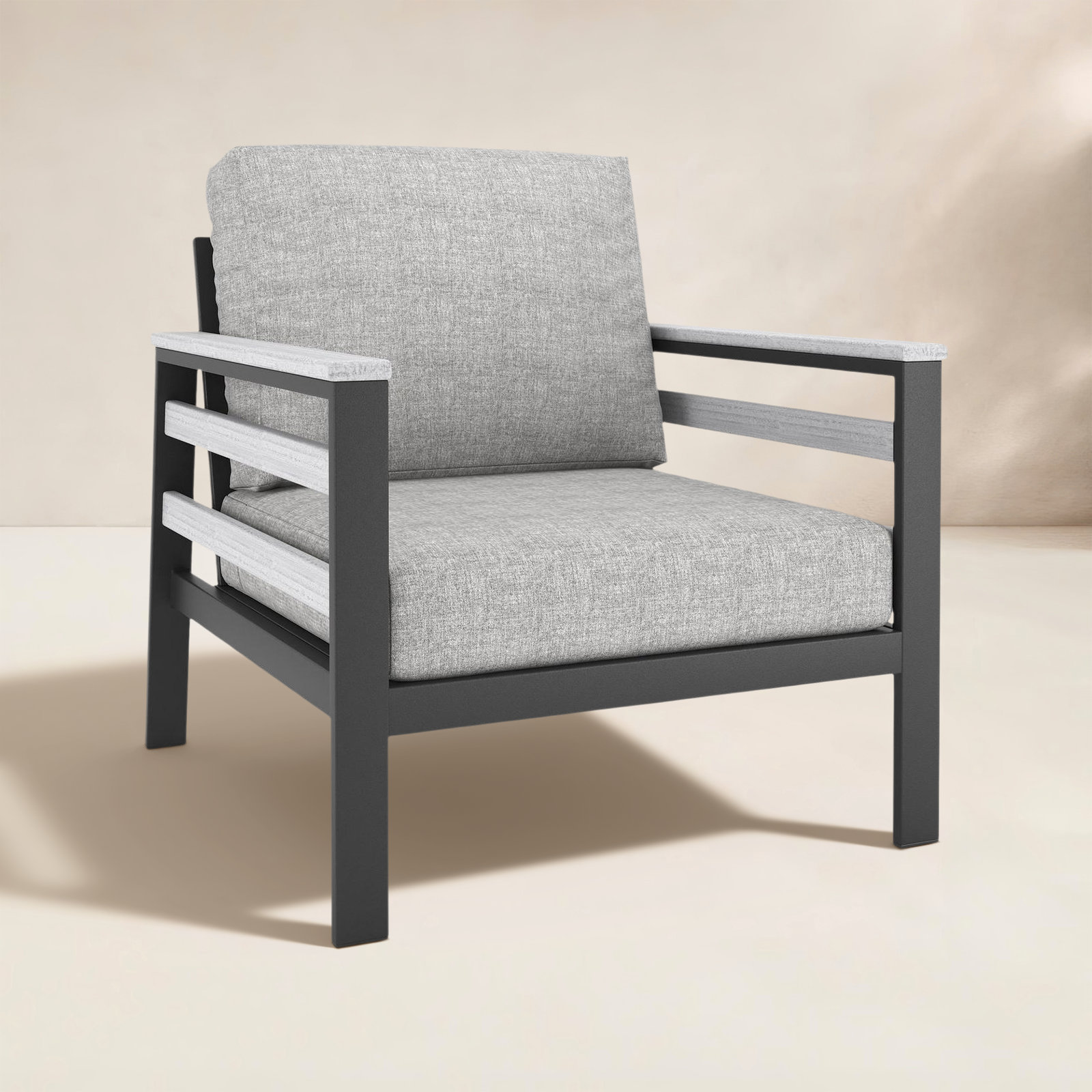 Townsend Sunbrella® Patio Lounge Chair, Canvas Granite Sunbrella® Canvas, White/Dark Gray